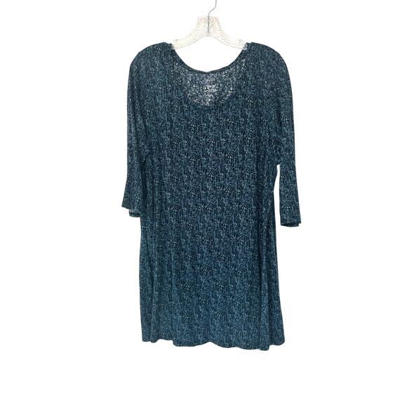 J. Jill Pure Jill Ballet Sleeve Tunic Top Blue Printed Soft Scoop Neck Large - Picture 1 of 11